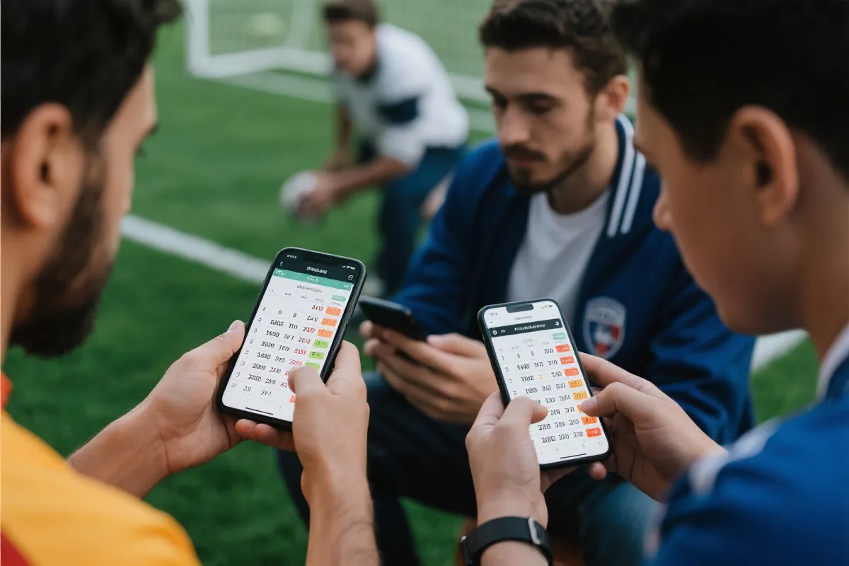 球迷查看比赛时间与赛程的场景图